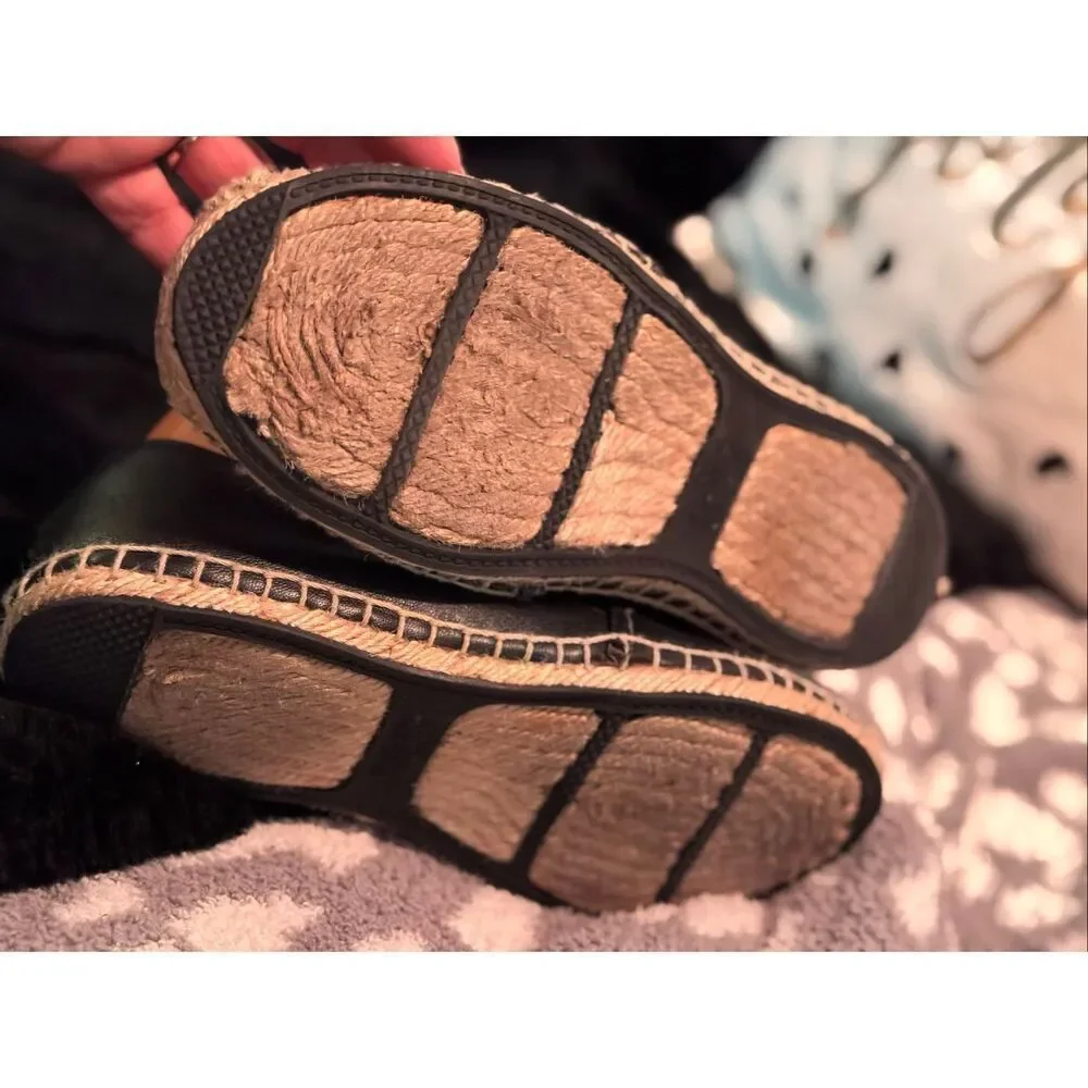Coach rhodelle espadrille slip pull on sneakers /loafers shoes flats 8B black